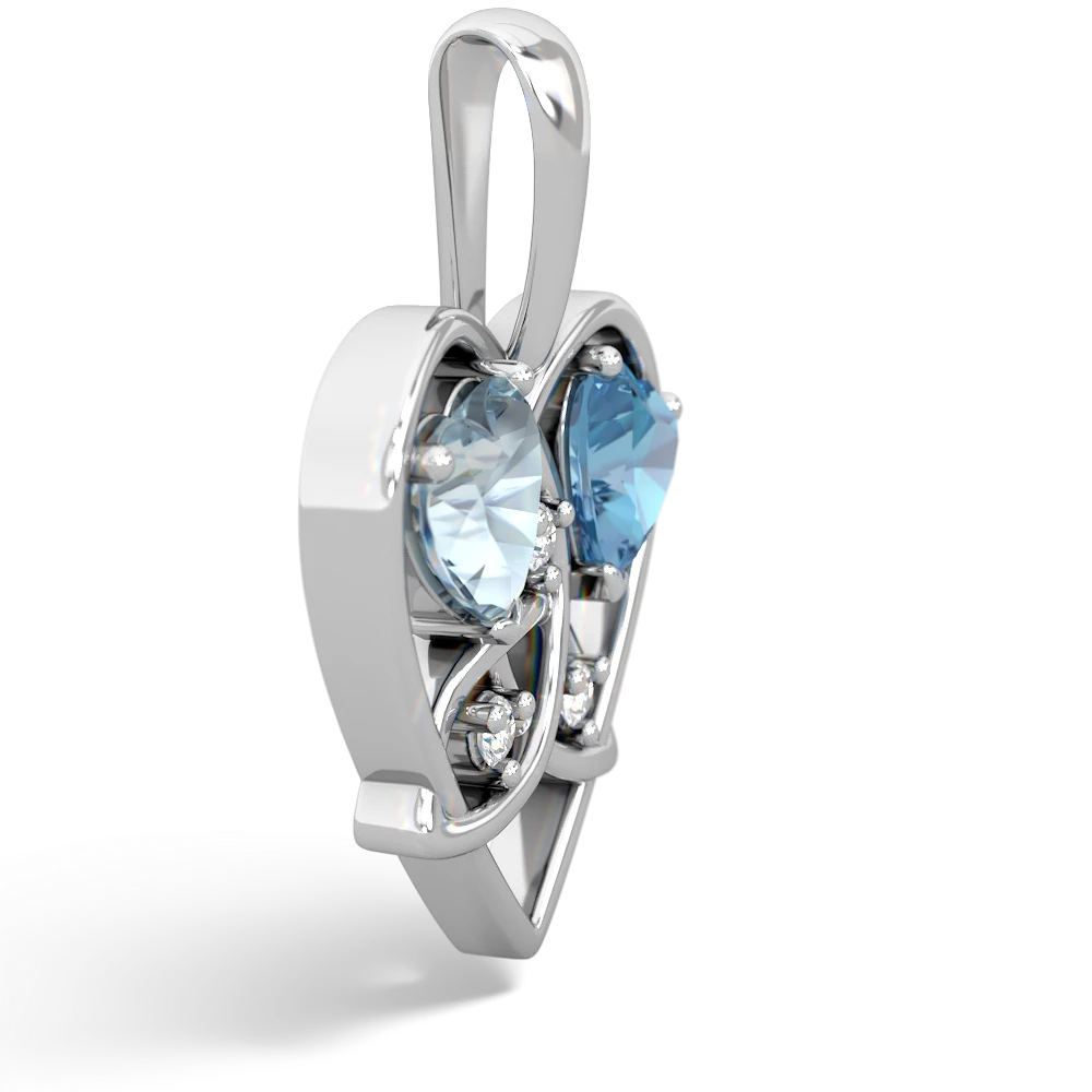 Aquamarine Celtic Trinity Heart 14K White Gold pendant P5331