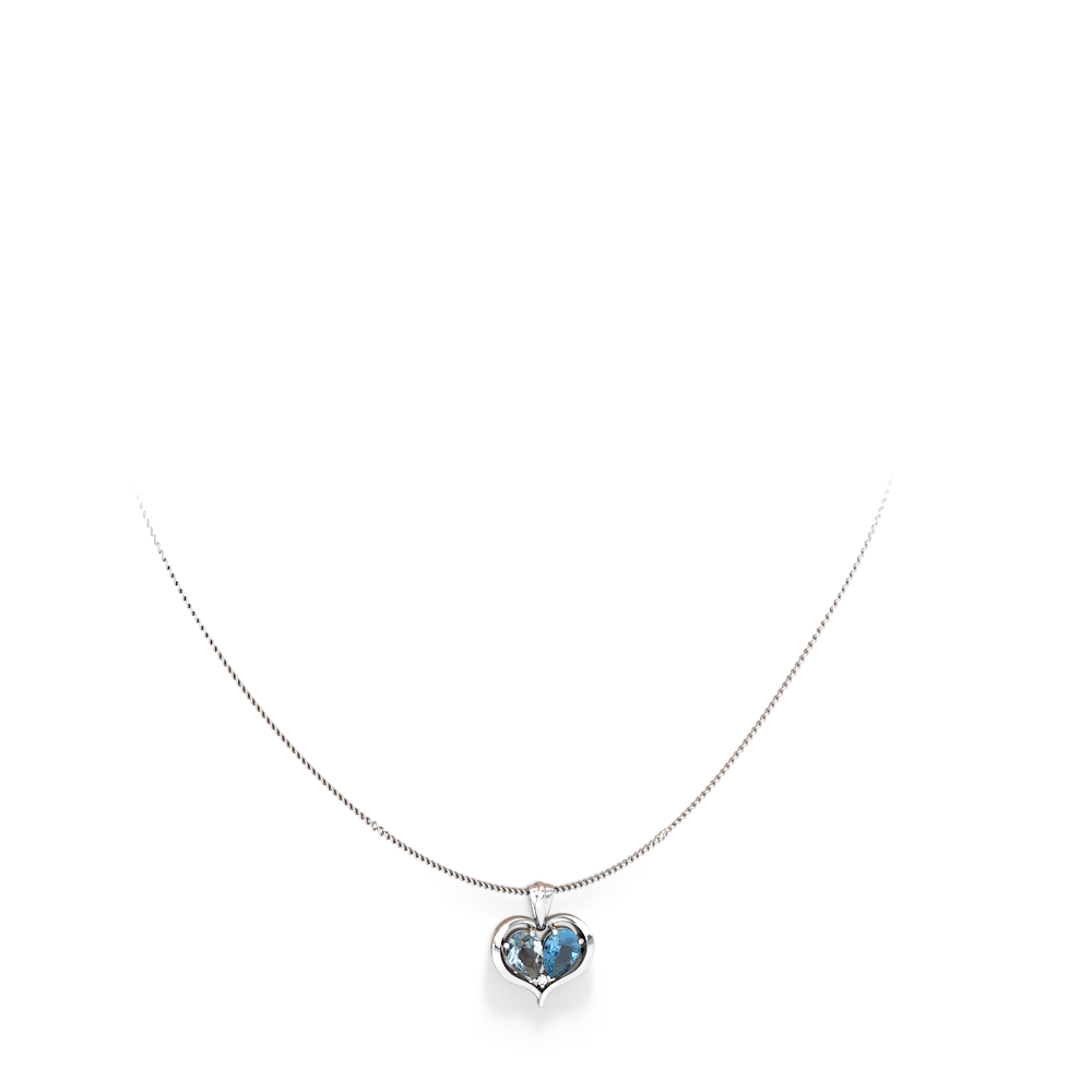 Aquamarine Two Become One 14K White Gold pendant P5330