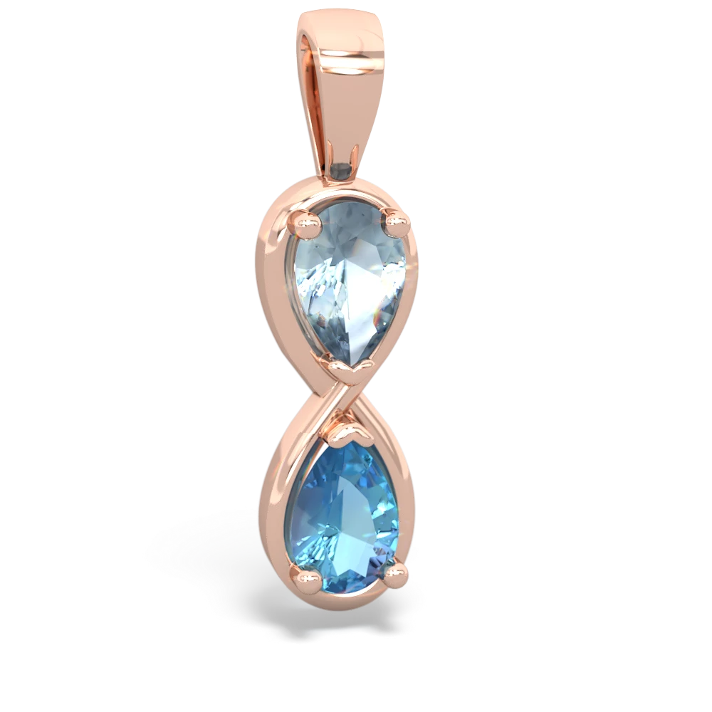 Aquamarine Infinity 14K Rose Gold pendant P5050