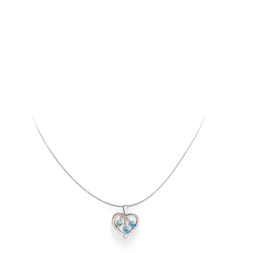 Aquamarine Glowing Heart 14K White Gold pendant P2233