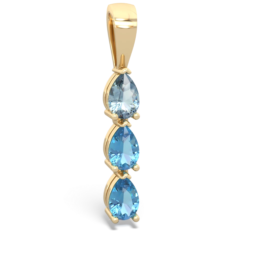 Aquamarine Dew Drops 14K Yellow Gold pendant P2251