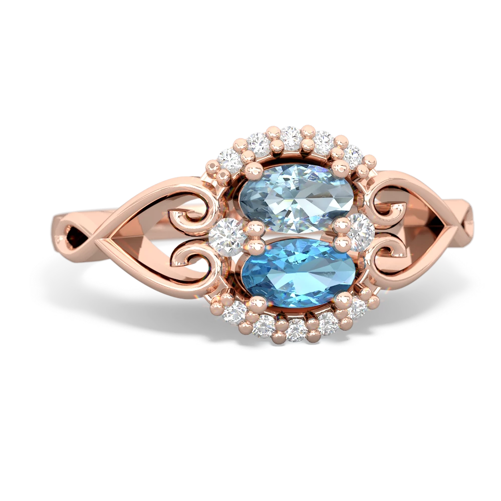 Aquamarine Love Nest 14K Rose Gold ring R5860