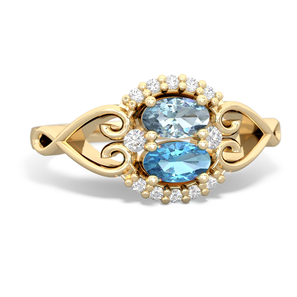 Aquamarine Love Nest 14K Yellow Gold ring R5860