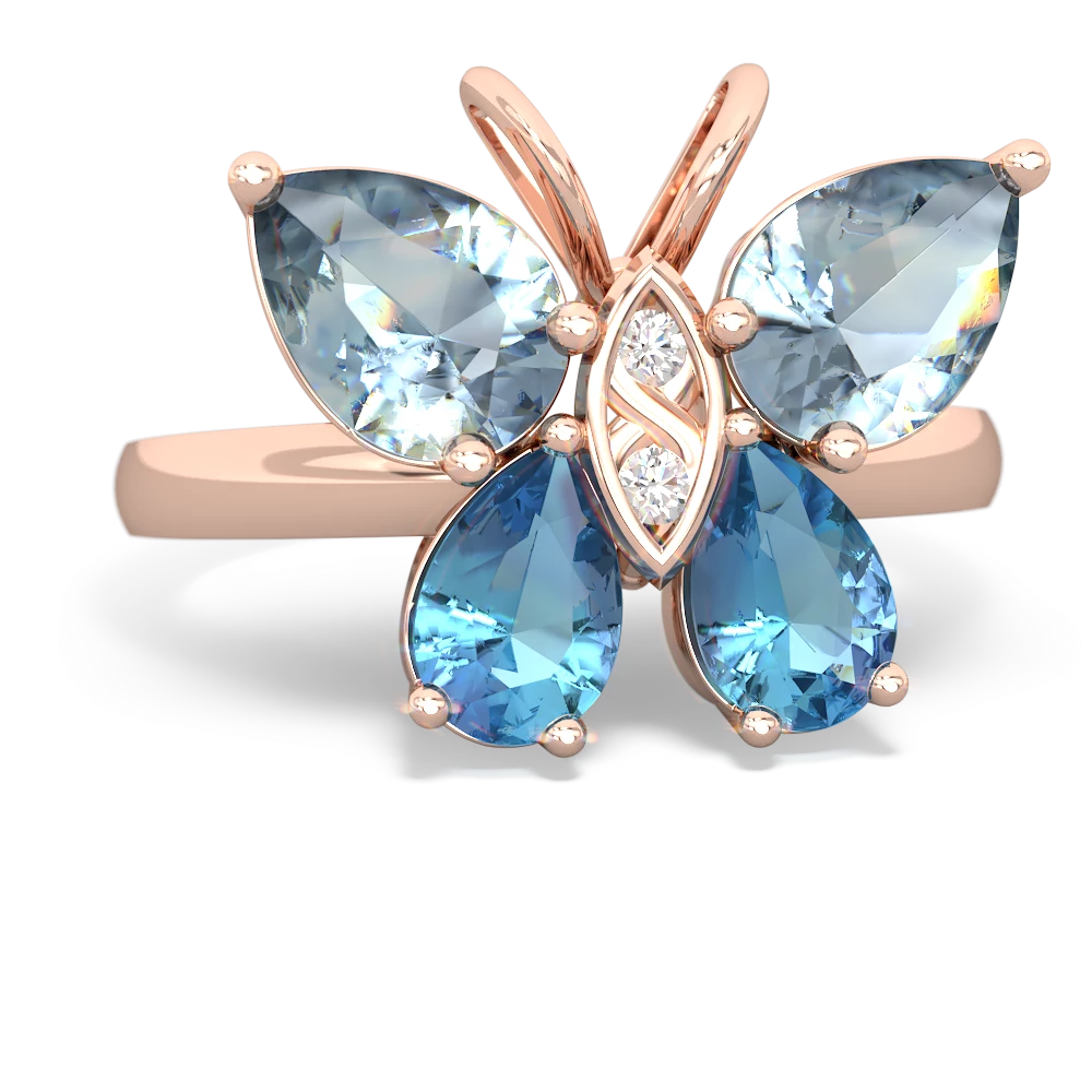 Aquamarine Butterfly 14K Rose Gold ring R2215