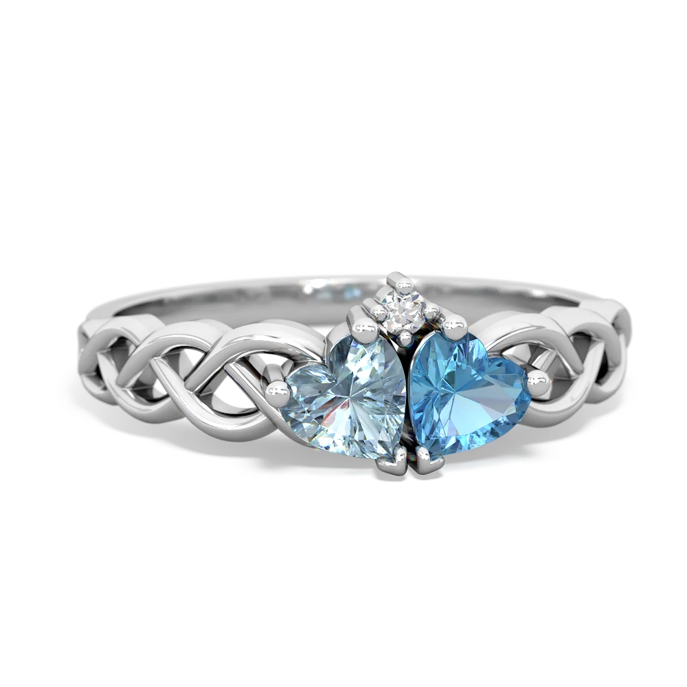 Aquamarine Heart To Heart Braid 14K White Gold ring R5870