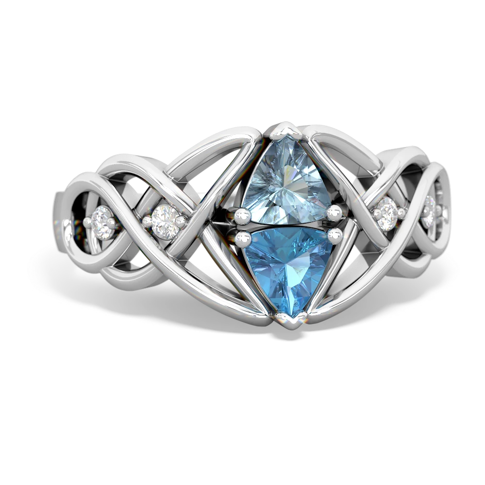 Aquamarine Keepsake Celtic Knot 14K White Gold ring R5300