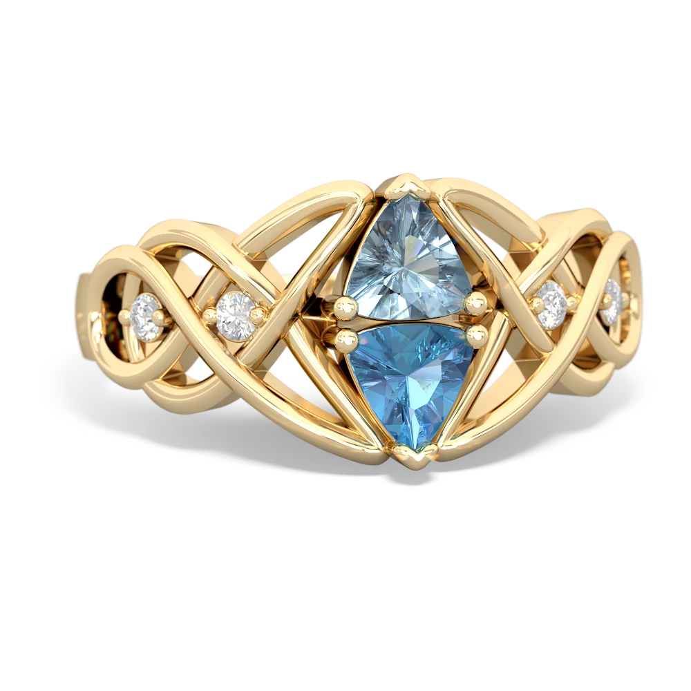 Aquamarine Keepsake Celtic Knot 14K Yellow Gold ring R5300