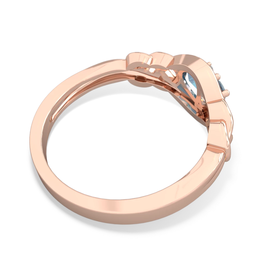 Aquamarine Celtic Love Knot 14K Rose Gold ring R5420