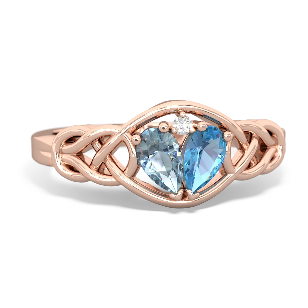 Aquamarine Celtic Love Knot 14K Rose Gold ring R5420