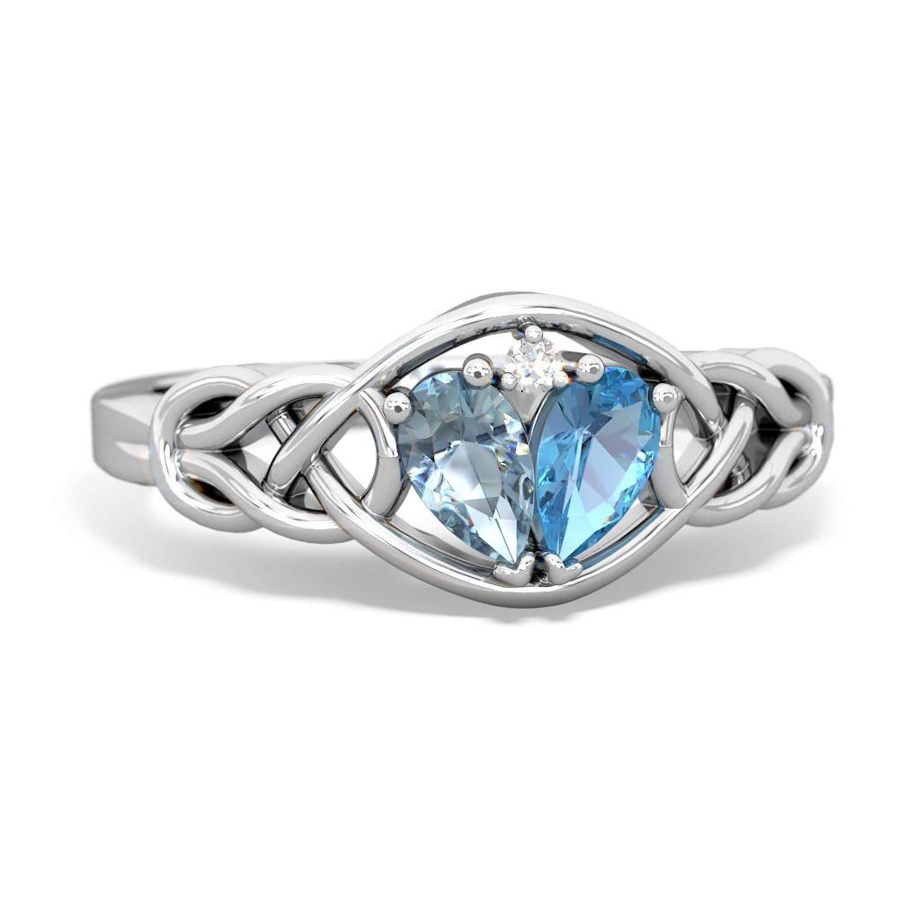 Aquamarine Celtic Love Knot 14K White Gold ring R5420