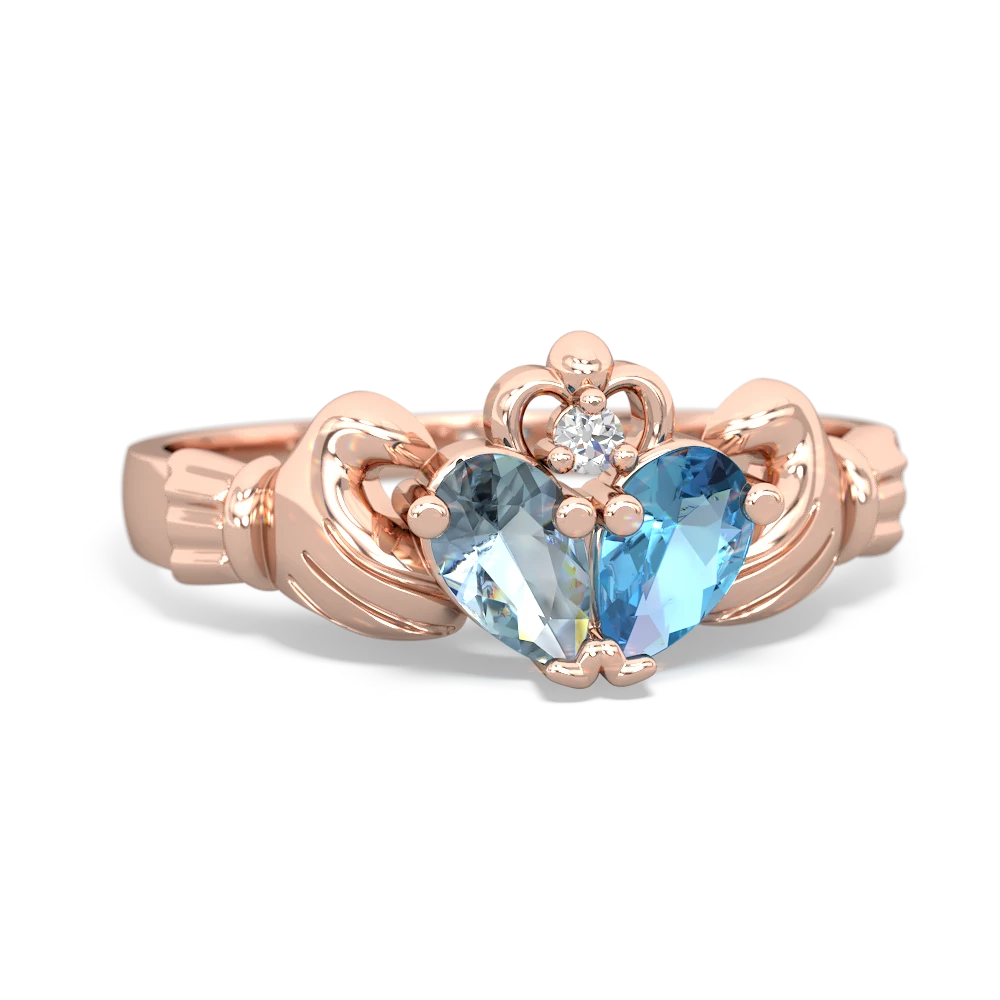 Aquamarine 'Our Heart' Claddagh 14K Rose Gold ring R2388