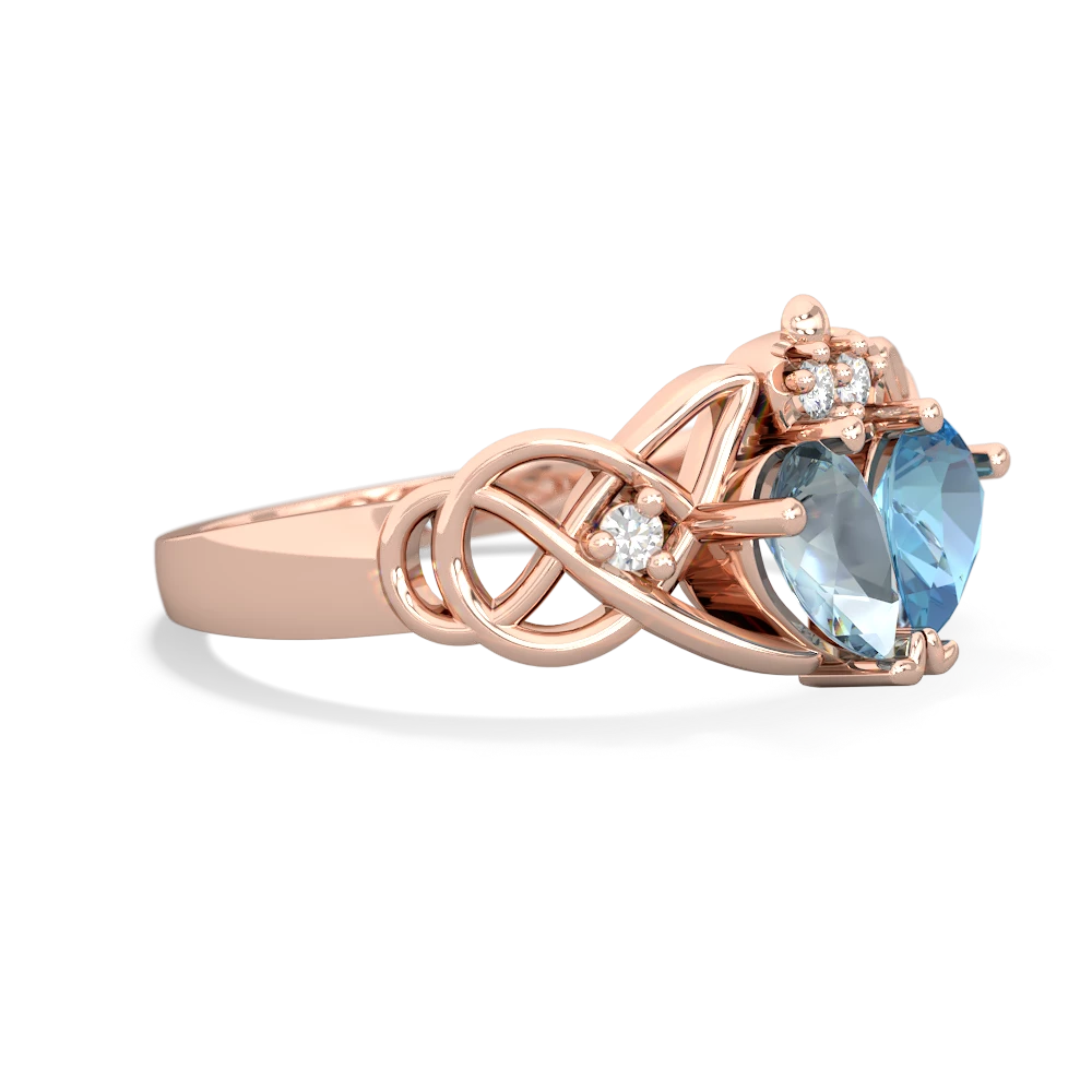 Aquamarine 'One Heart' Celtic Knot Claddagh 14K Rose Gold ring R5322