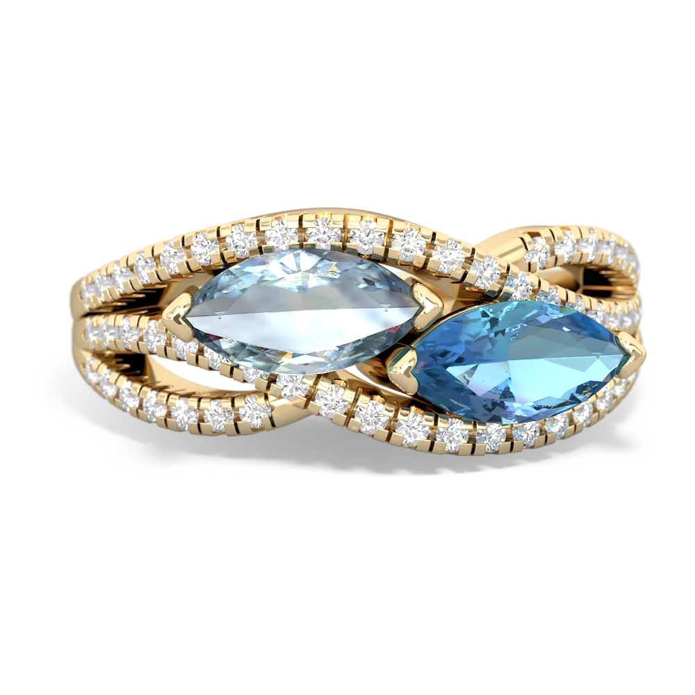 Aquamarine Diamond Rivers 14K Yellow Gold ring R3070