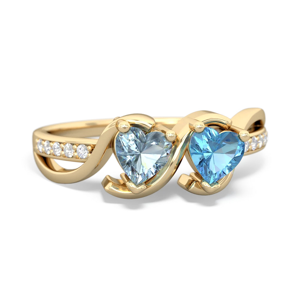 Aquamarine Side By Side 14K Yellow Gold ring R3090