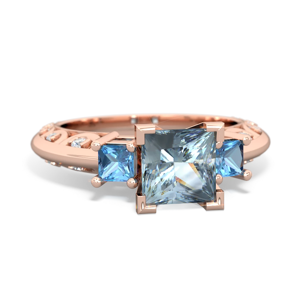 Aquamarine Eternal Embrace Engagement 14K Rose Gold ring C2001