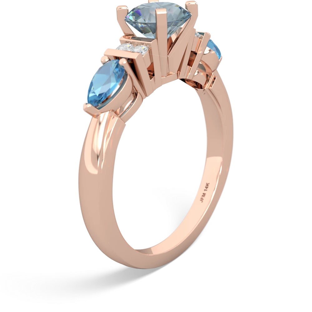 Aquamarine 6Mm Round Eternal Embrace Engagement 14K Rose Gold ring R2005