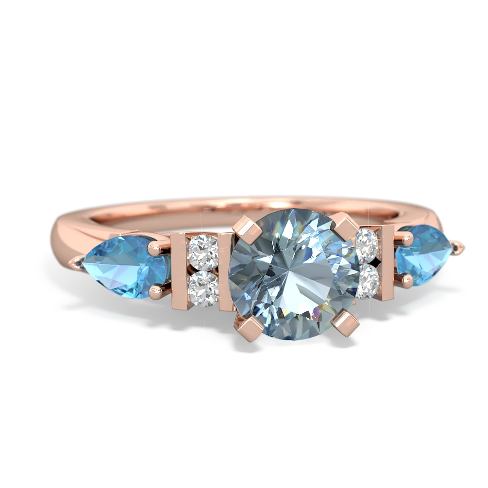 Aquamarine 6Mm Round Eternal Embrace Engagement 14K Rose Gold ring R2005