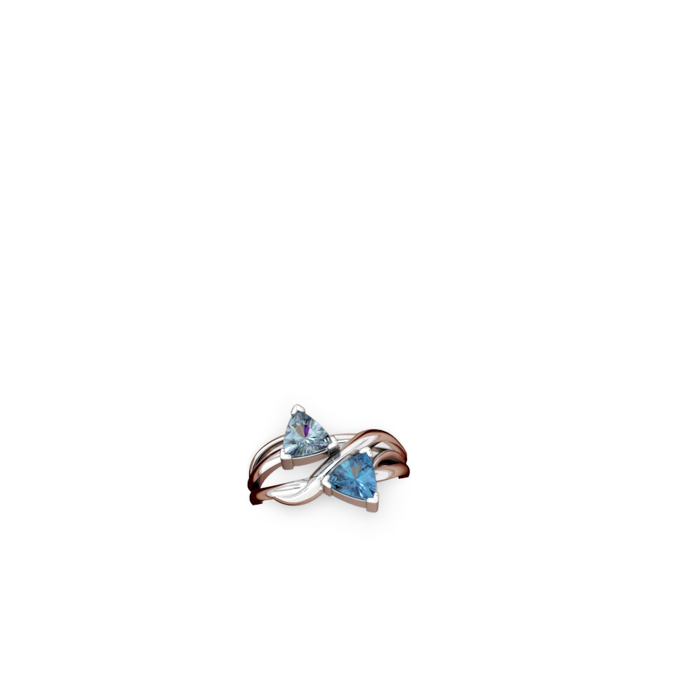 Aquamarine Split Band Swirl 14K White Gold ring R2341