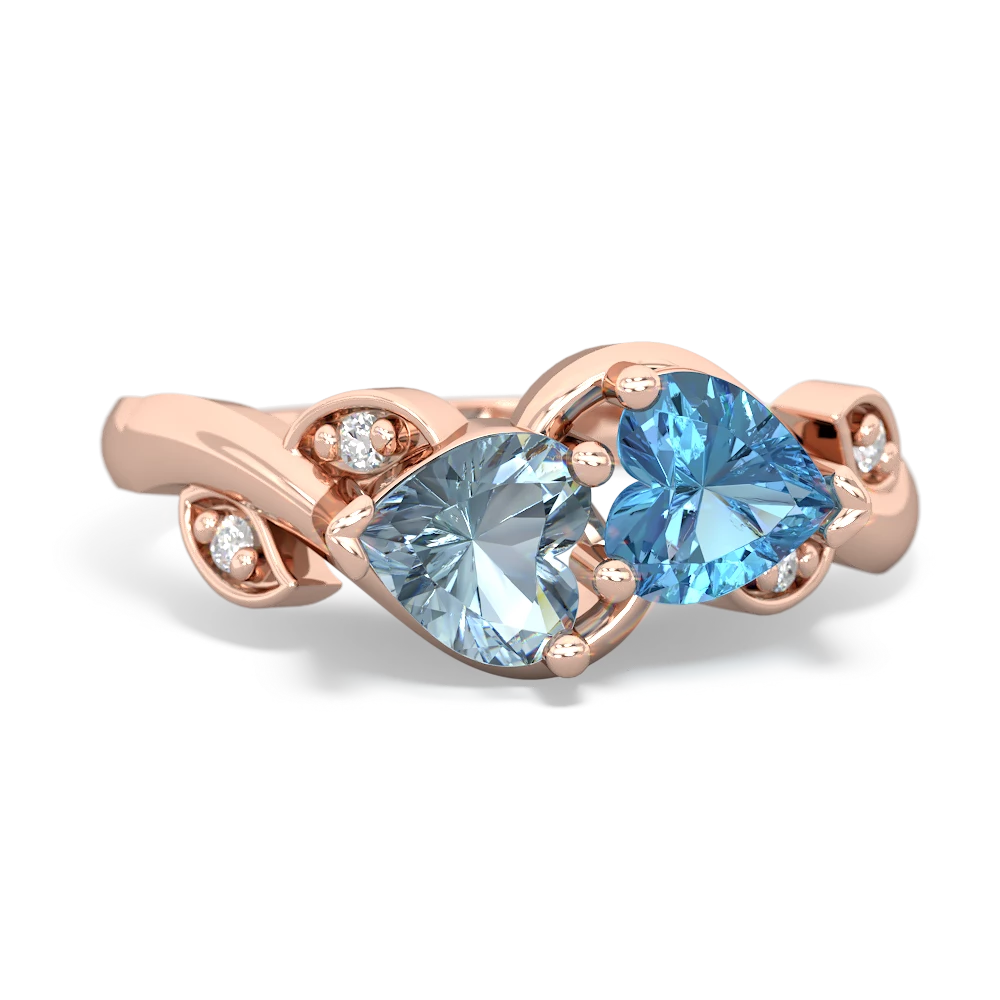 Aquamarine Floral Elegance 14K Rose Gold ring R5790