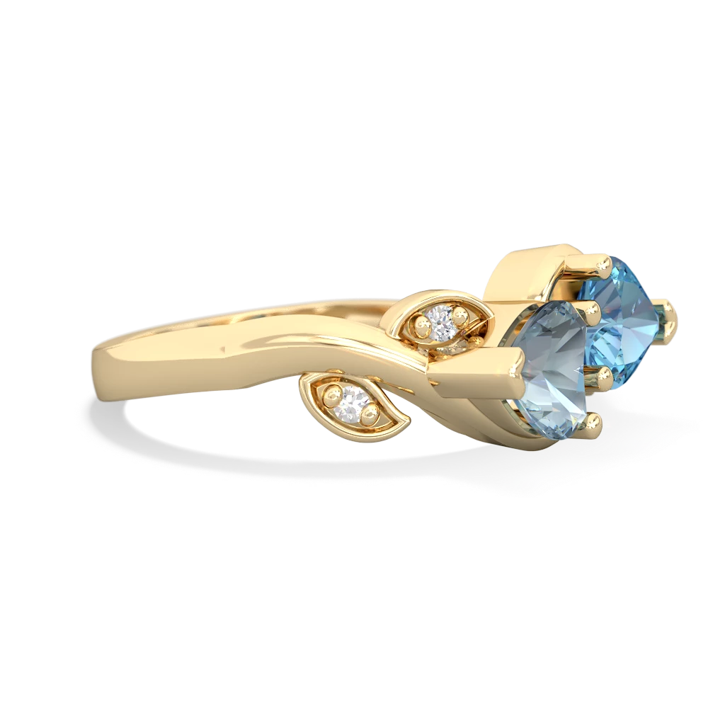 Aquamarine Floral Elegance 14K Yellow Gold ring R5790