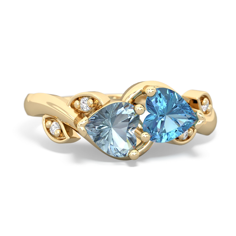 Aquamarine Floral Elegance 14K Yellow Gold ring R5790