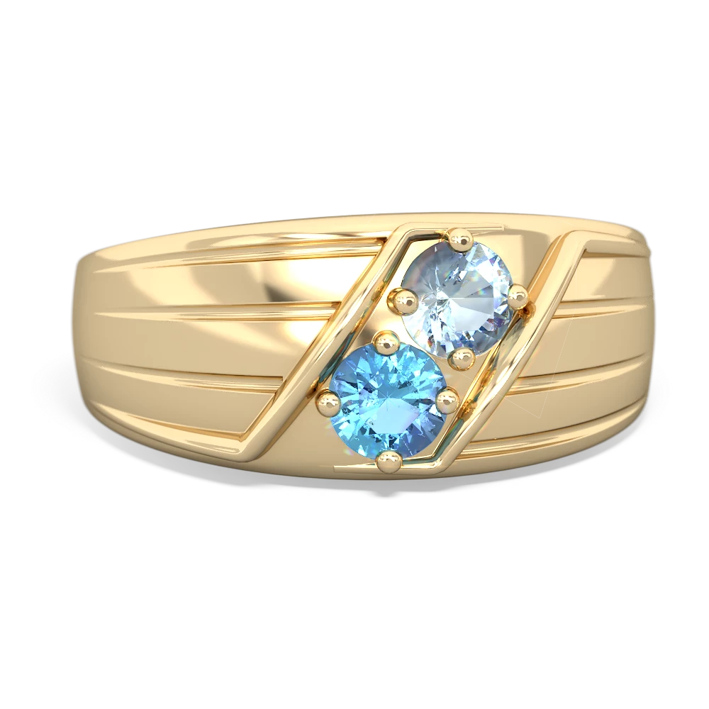 Aquamarine Men's Streamline 14K Yellow Gold ring R0460