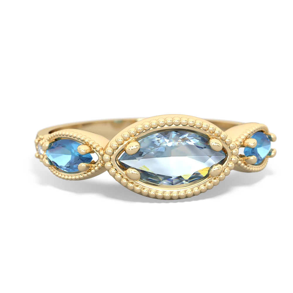 Aquamarine Milgrain Marquise 14K Yellow Gold ring R5700