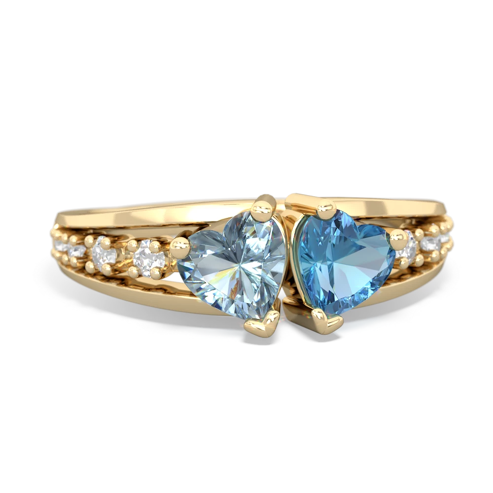 Aquamarine Heart To Heart 14K Yellow Gold ring R3342