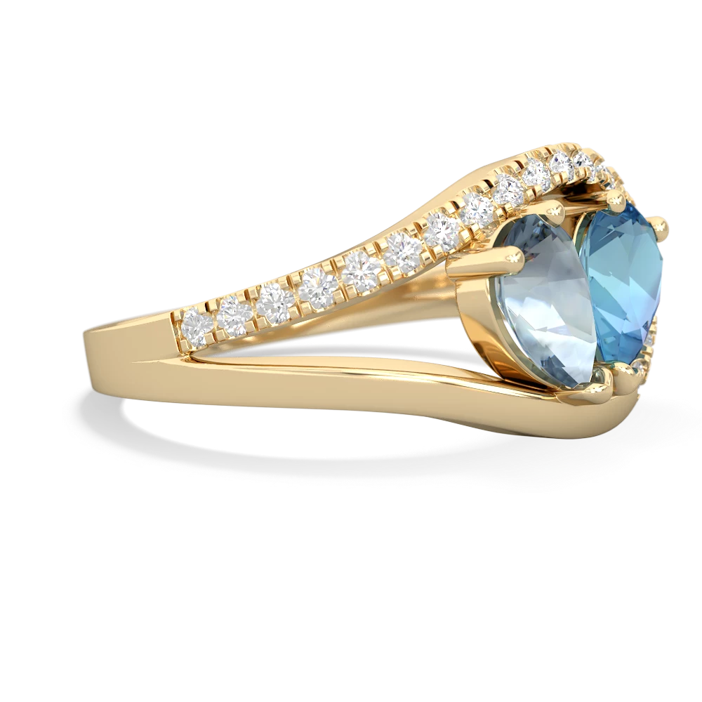 Aquamarine Nestled Heart Keepsake 14K Yellow Gold ring R5650