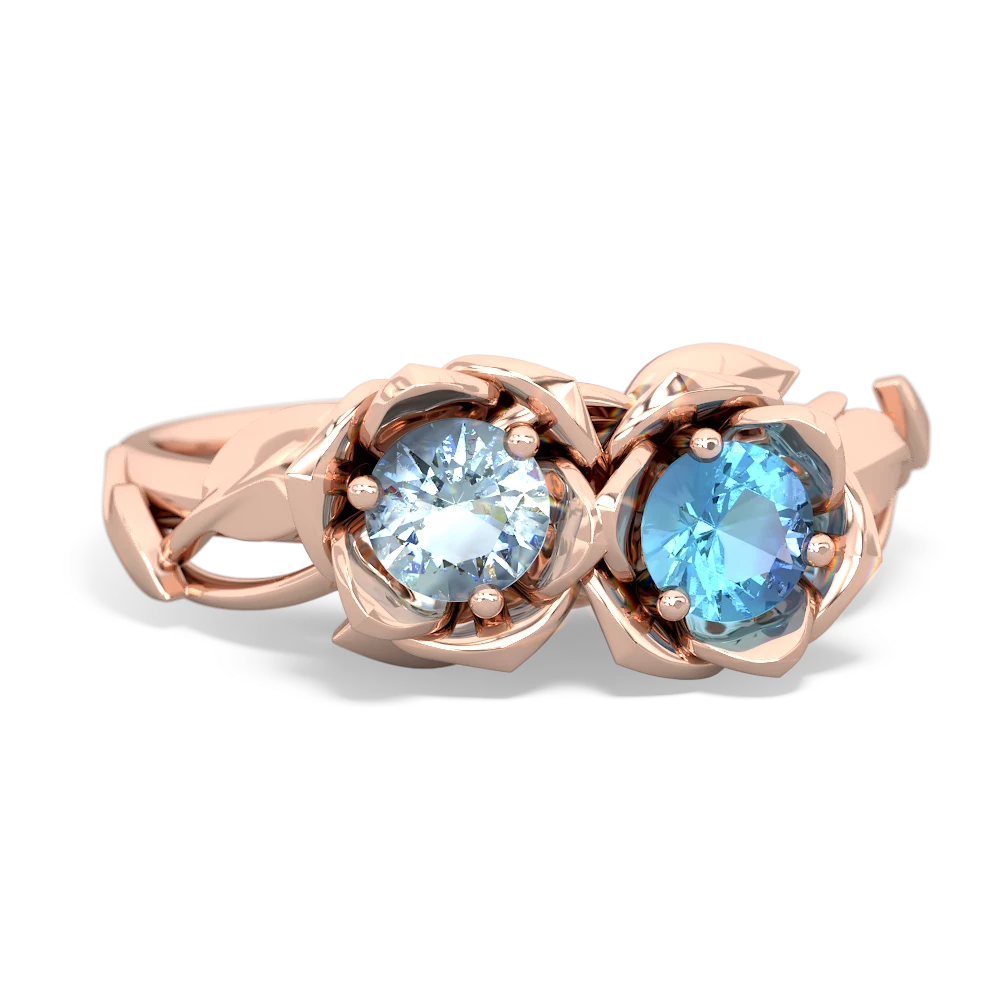 Aquamarine Rose Garden 14K Rose Gold ring R5510