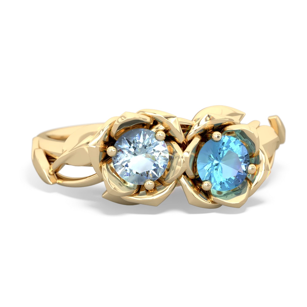 Aquamarine Rose Garden 14K Yellow Gold ring R5510