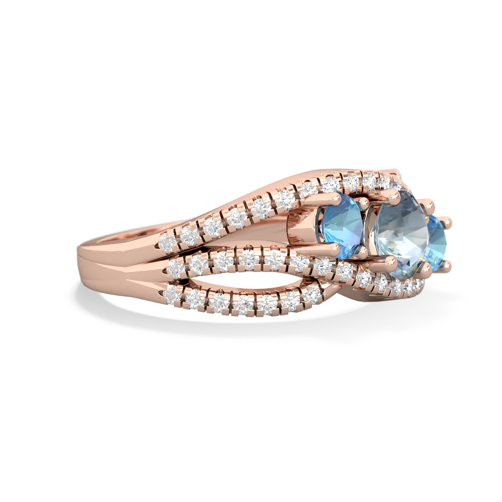 Aquamarine Three Stone Aurora 14K Rose Gold ring R3080