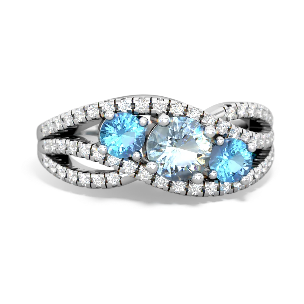 Aquamarine Three Stone Aurora 14K White Gold ring R3080