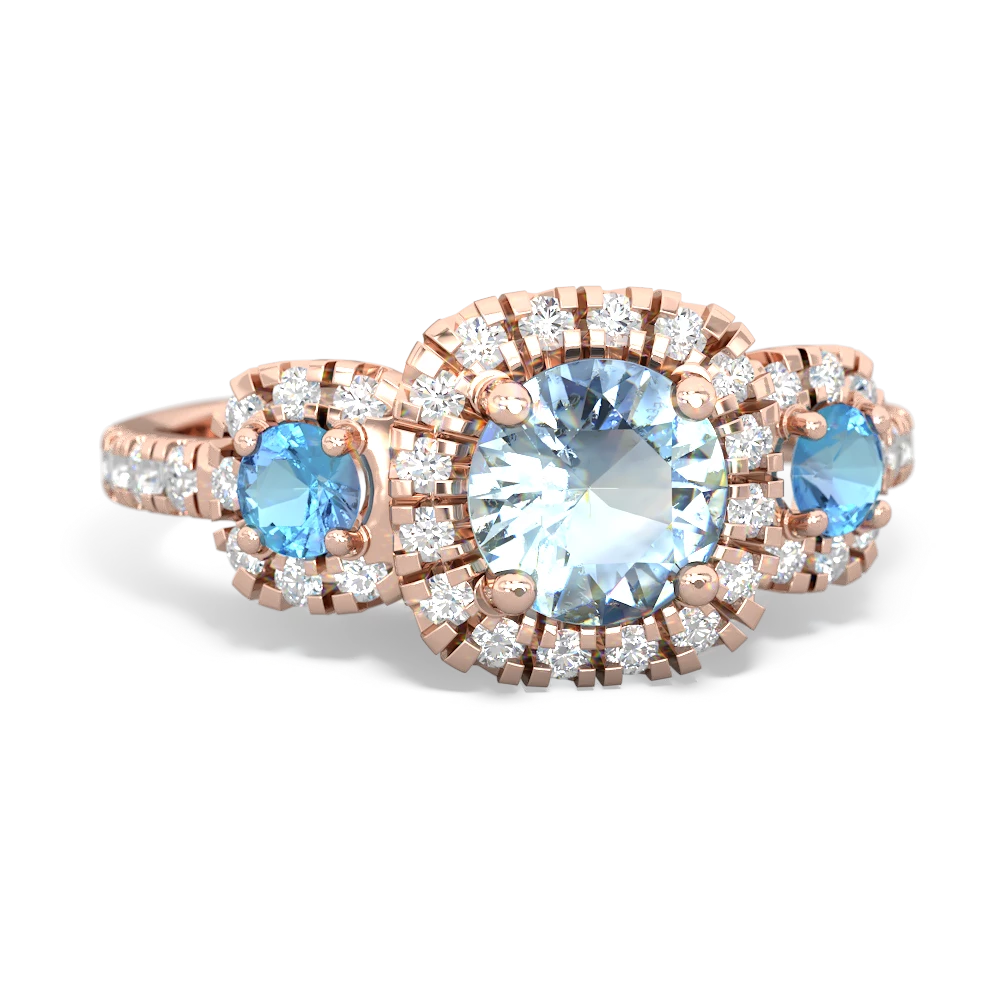 Aquamarine Regal Halo 14K Rose Gold ring R5350