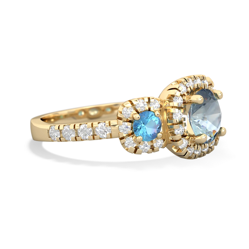 Aquamarine Regal Halo 14K Yellow Gold ring R5350