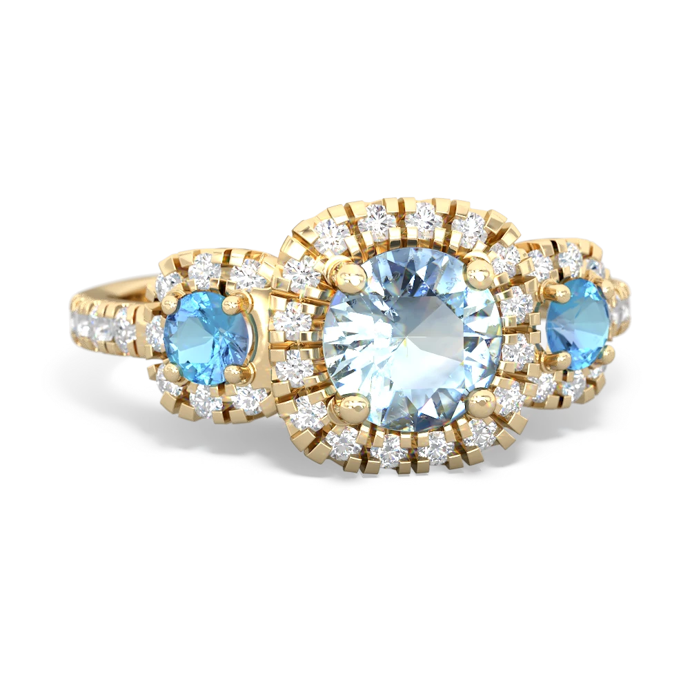 Aquamarine Regal Halo 14K Yellow Gold ring R5350