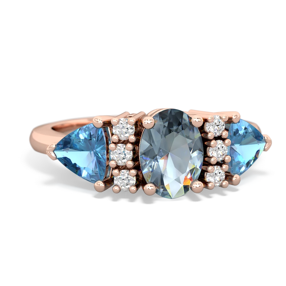 Aquamarine Antique Style Three Stone 14K Rose Gold ring R2186