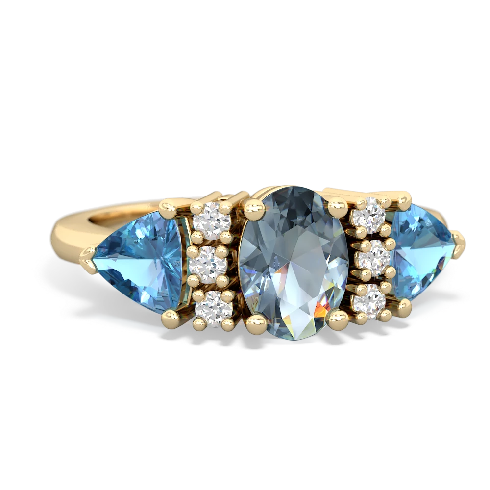 Aquamarine Antique Style Three Stone 14K Yellow Gold ring R2186