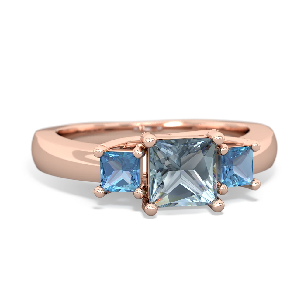 Aquamarine Three Stone Trellis 14K Rose Gold ring R4015