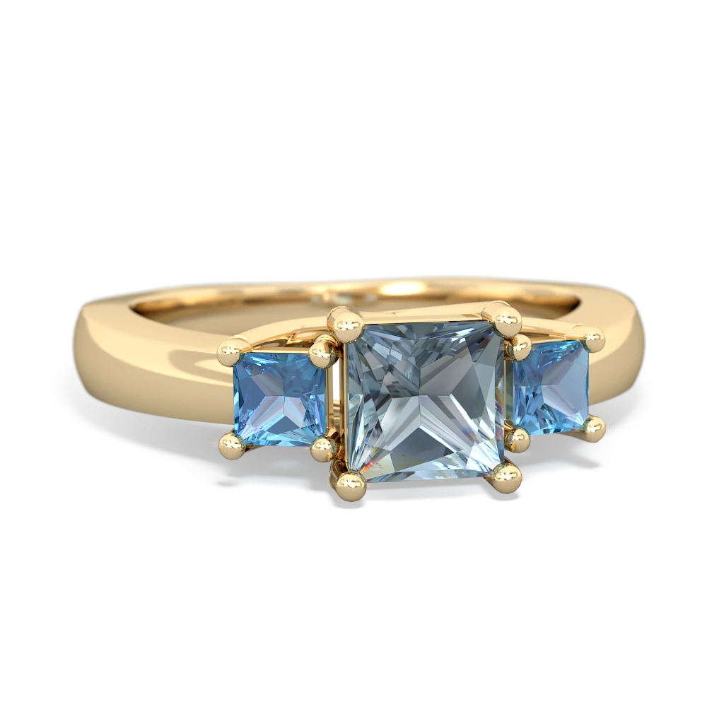 Aquamarine Three Stone Trellis 14K Yellow Gold ring R4015