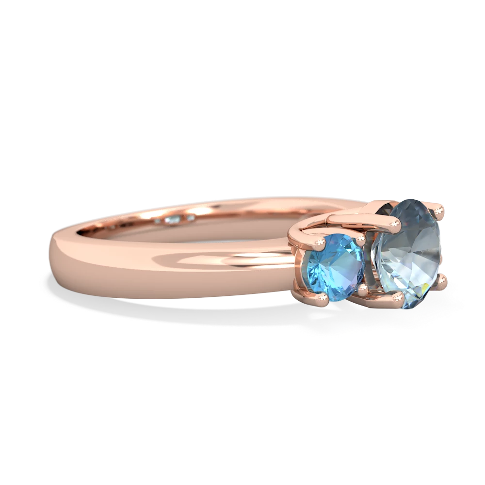 Aquamarine Three Stone Round Trellis 14K Rose Gold ring R4018