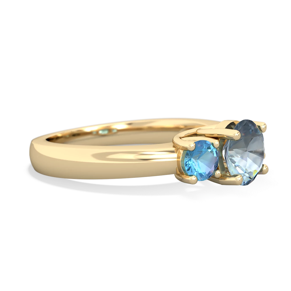 Aquamarine Three Stone Round Trellis 14K Yellow Gold ring R4018