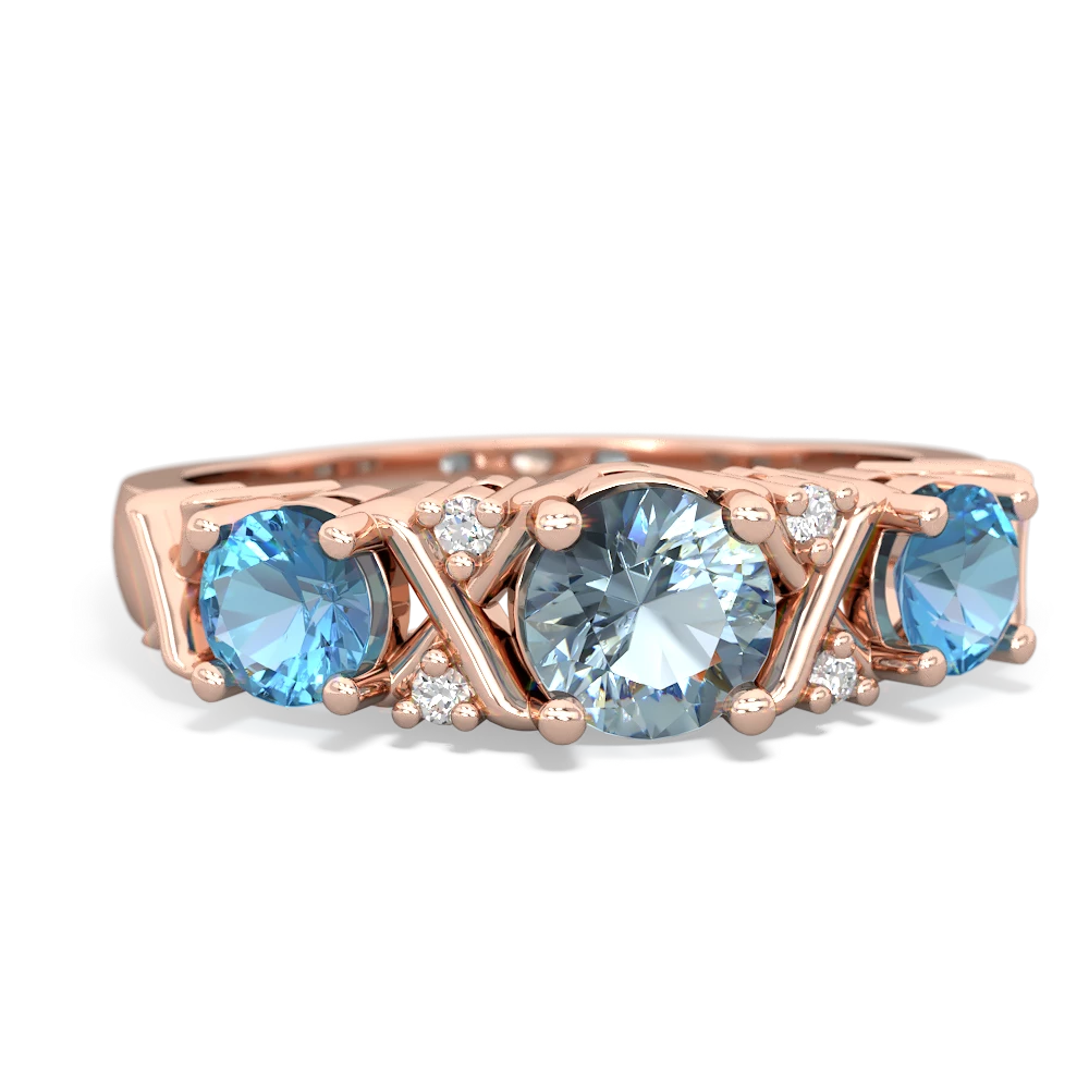 Aquamarine Hugs And Kisses 14K Rose Gold ring R5016