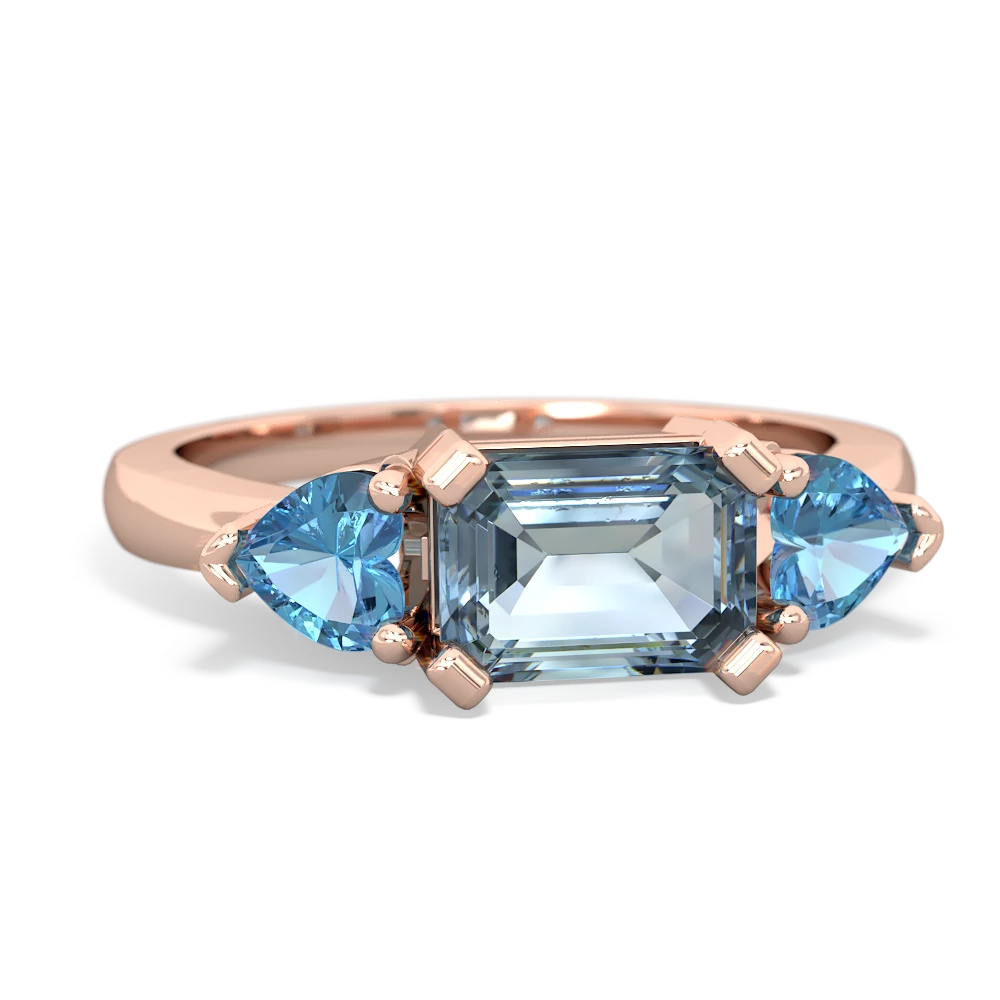 Aquamarine Three Stone 14K Rose Gold ring R5235