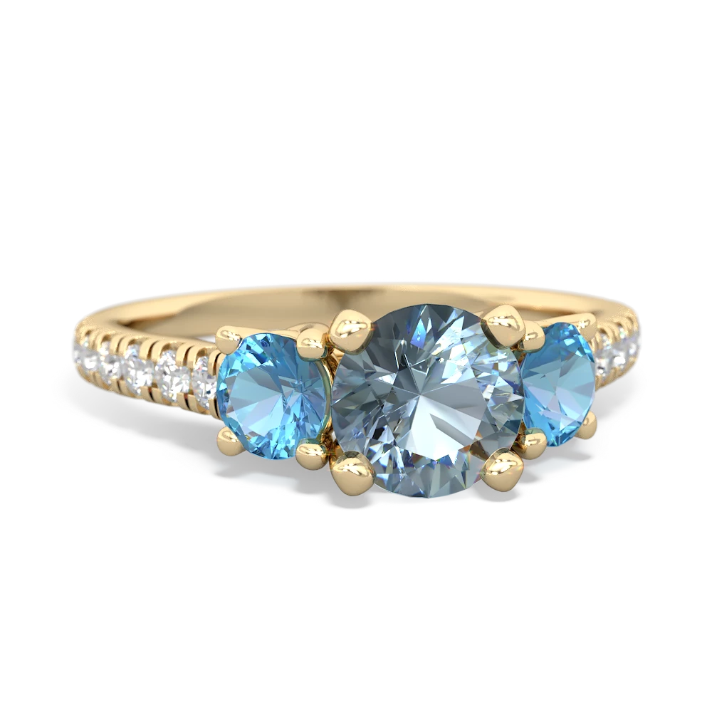 Aquamarine Pave Trellis 14K Yellow Gold ring R5500