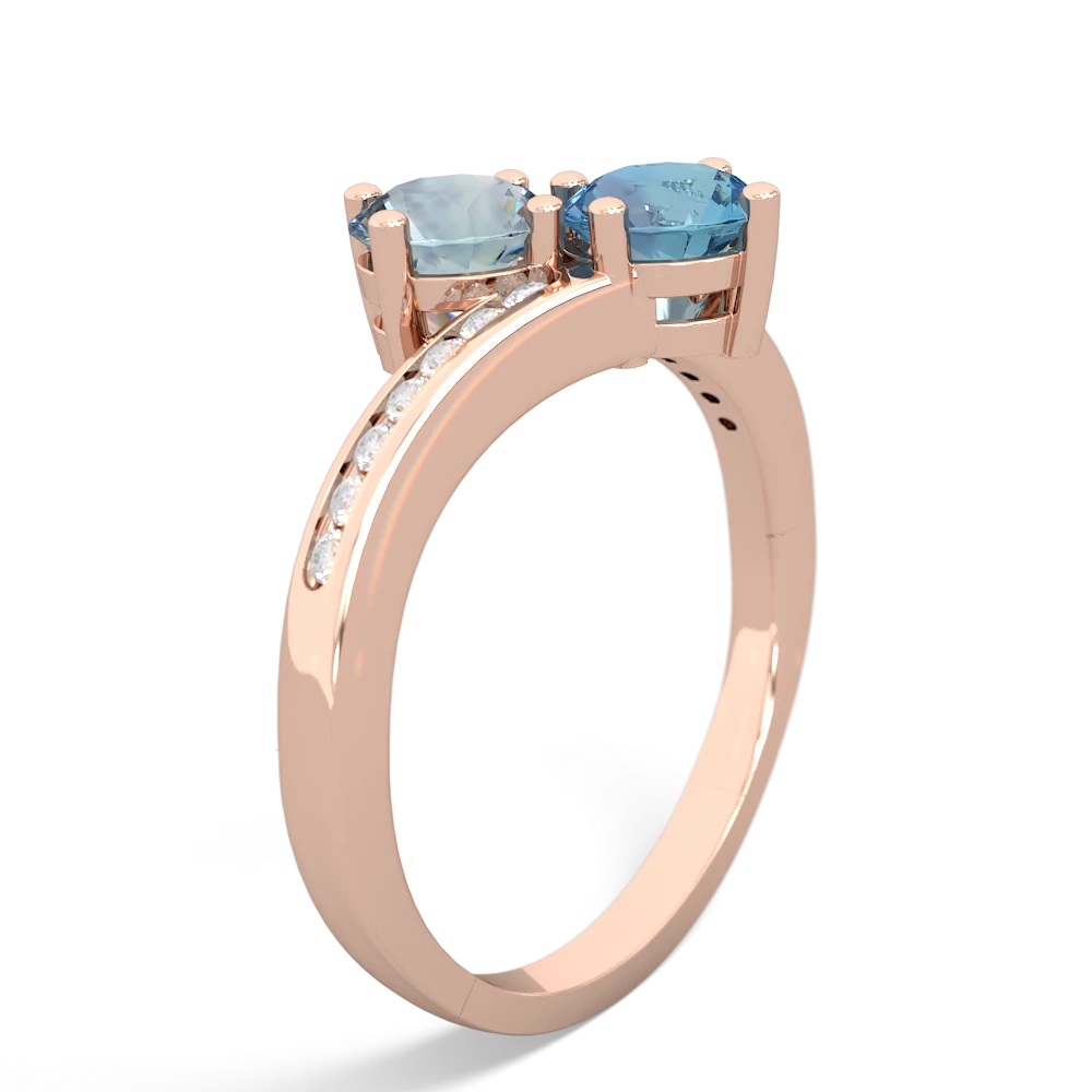 Aquamarine Channel Set Two Stone 14K Rose Gold ring R5303