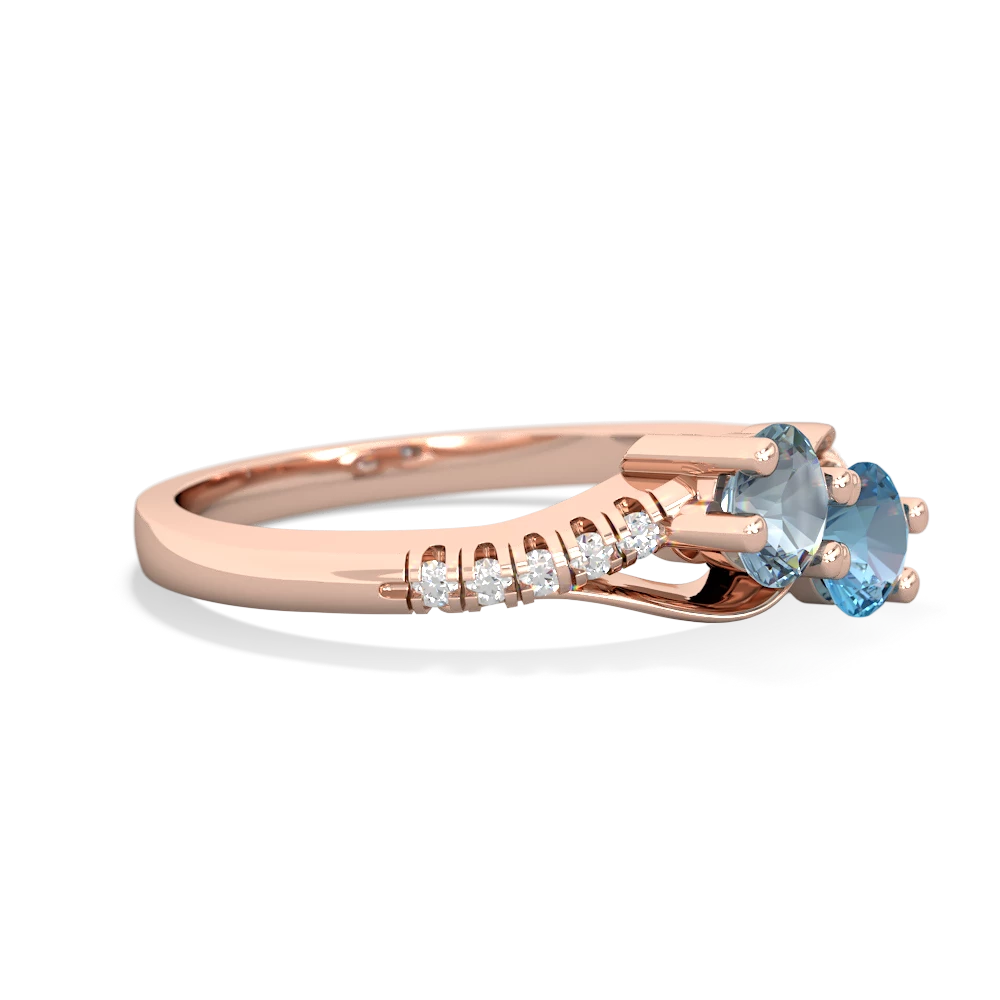 Aquamarine Infinity Pave Two Stone 14K Rose Gold ring R5285