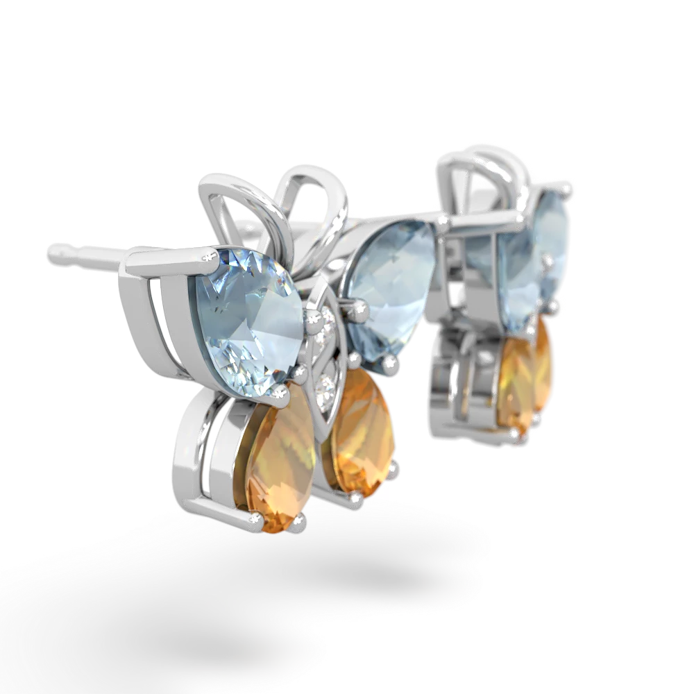 Aquamarine Butterfly 14K White Gold earrings E2215