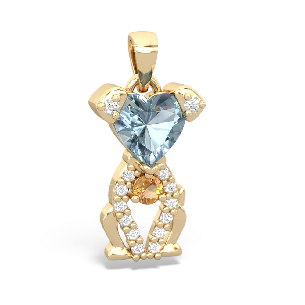 Aquamarine Puppy Love 14K Yellow Gold pendant P5800