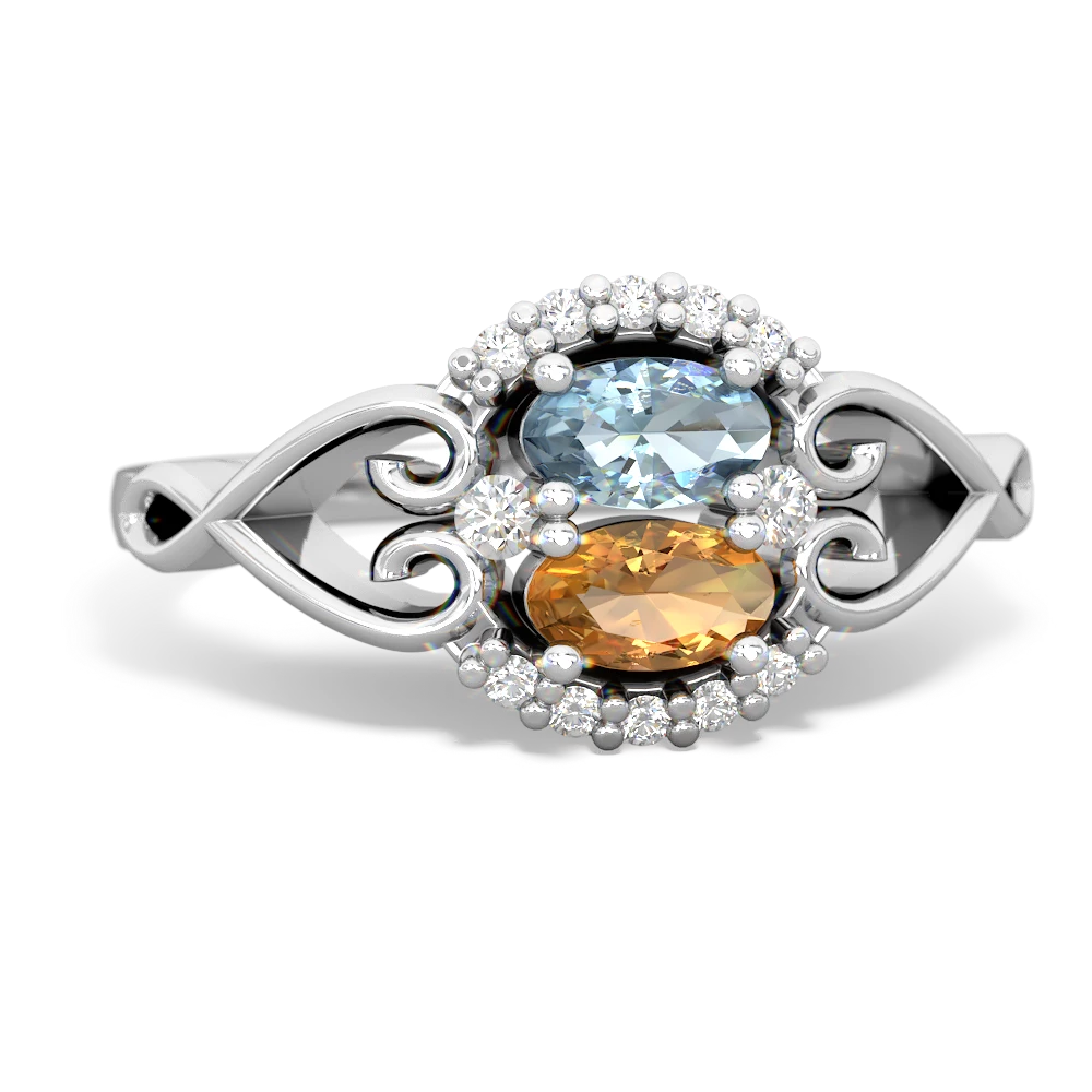 Aquamarine Love Nest 14K White Gold ring R5860